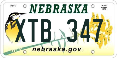 NE license plate XTB347