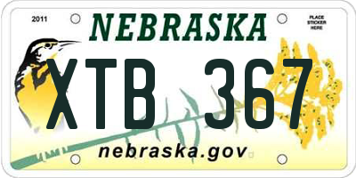 NE license plate XTB367