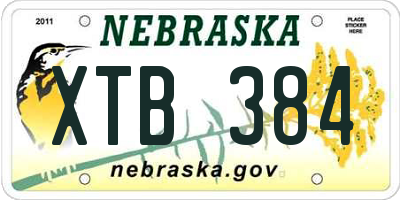 NE license plate XTB384