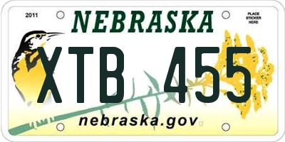 NE license plate XTB455