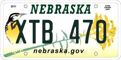 NE license plate XTB470