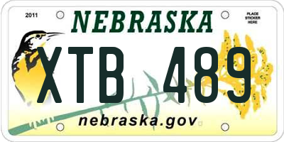 NE license plate XTB489