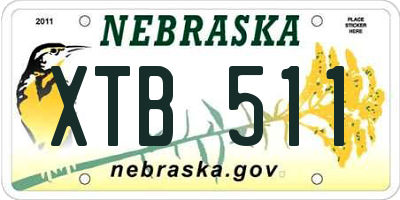 NE license plate XTB511
