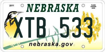 NE license plate XTB533