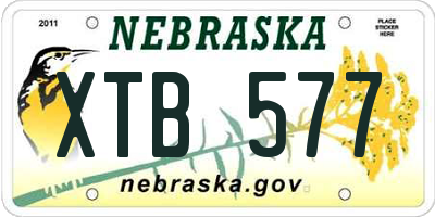 NE license plate XTB577