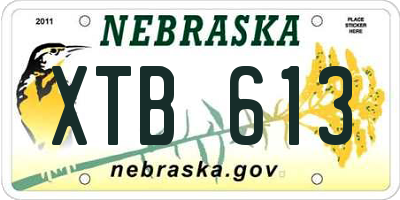 NE license plate XTB613