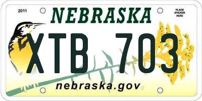 NE license plate XTB703