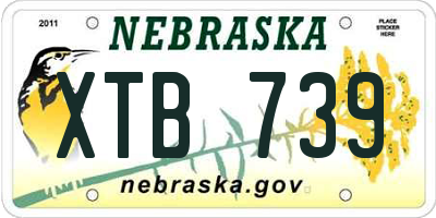 NE license plate XTB739
