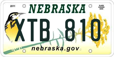 NE license plate XTB810