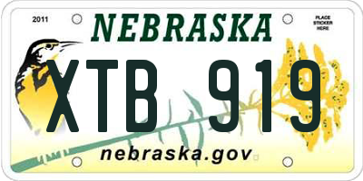 NE license plate XTB919