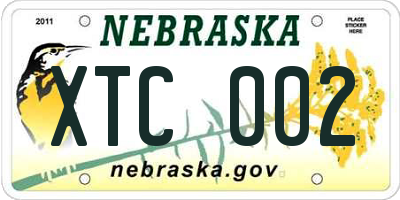 NE license plate XTC002