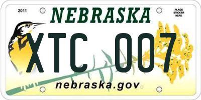NE license plate XTC007