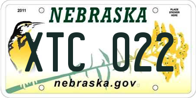 NE license plate XTC022