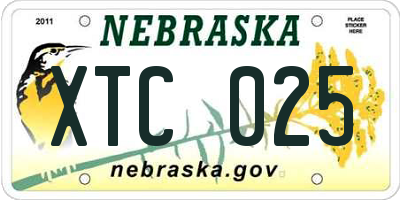 NE license plate XTC025