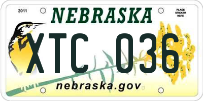 NE license plate XTC036