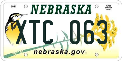 NE license plate XTC063