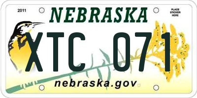 NE license plate XTC071