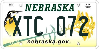 NE license plate XTC072