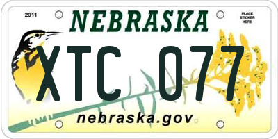 NE license plate XTC077