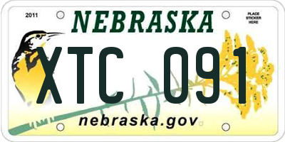 NE license plate XTC091
