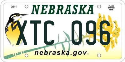 NE license plate XTC096