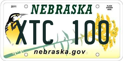 NE license plate XTC100