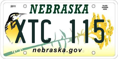 NE license plate XTC115