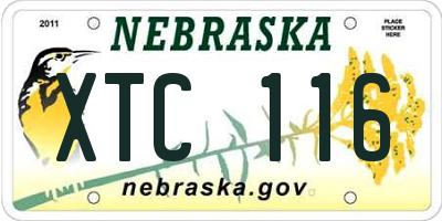 NE license plate XTC116