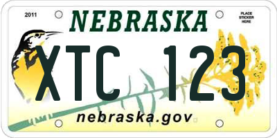 NE license plate XTC123