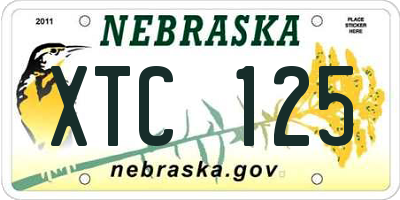 NE license plate XTC125
