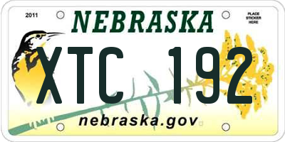 NE license plate XTC192