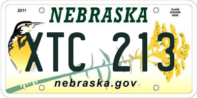 NE license plate XTC213