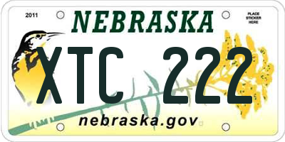 NE license plate XTC222