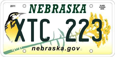 NE license plate XTC223