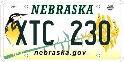 NE license plate XTC230