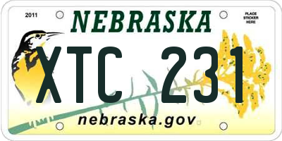 NE license plate XTC231