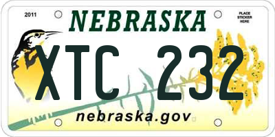 NE license plate XTC232
