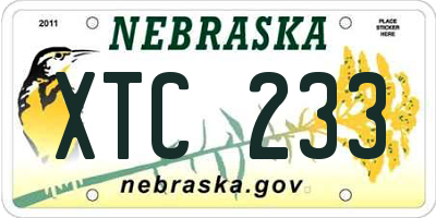 NE license plate XTC233
