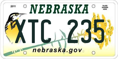 NE license plate XTC235
