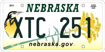 NE license plate XTC251