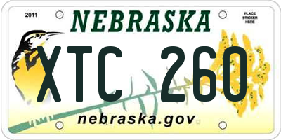 NE license plate XTC260
