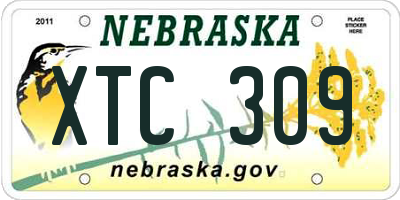 NE license plate XTC309