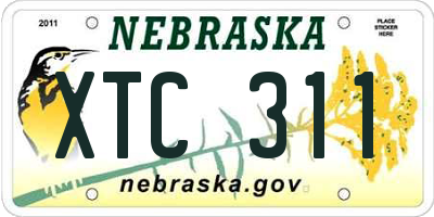NE license plate XTC311
