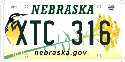 NE license plate XTC316