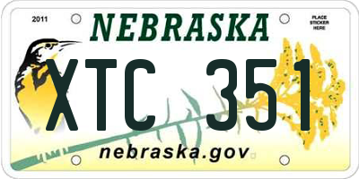 NE license plate XTC351