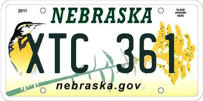 NE license plate XTC361