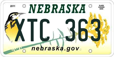 NE license plate XTC363