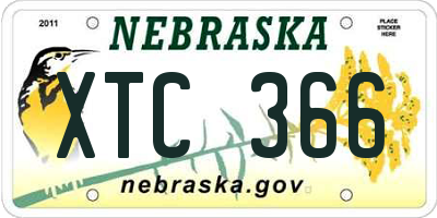 NE license plate XTC366