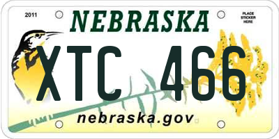 NE license plate XTC466