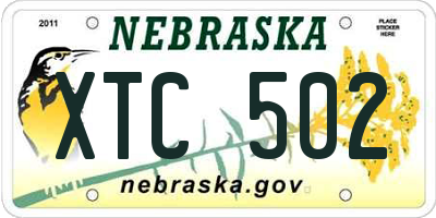 NE license plate XTC502